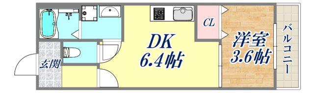 ココン グランジュール尼崎水堂(1DK/1階)の間取り写真