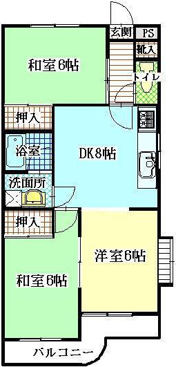 ロイヤルハイツ玉穂(3DK/1階)の間取り写真