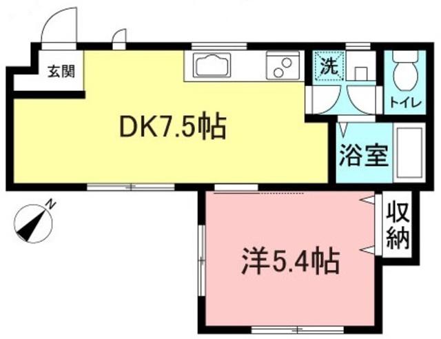 プリエール・K(1DK/1階)の間取り写真