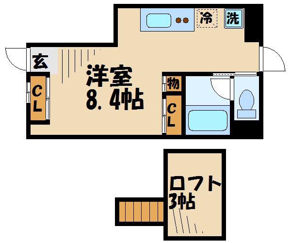 PASEO イースト(1K/1階)の間取り写真