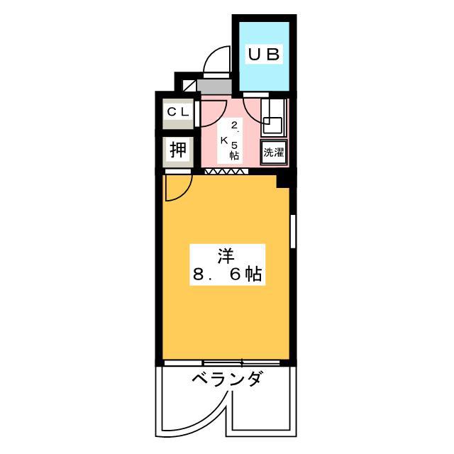 リエス岐阜元町(1K/2階)の間取り写真