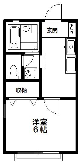 プルミエ(1K/1階)の間取り写真