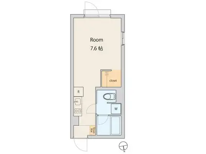 モデリアデイズ柳原(ワンルーム/2階)の間取り写真