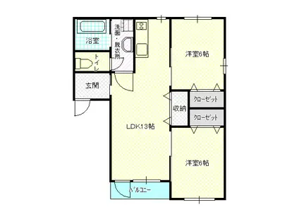 ラフォーレ西寺(2LDK/1階)の間取り写真