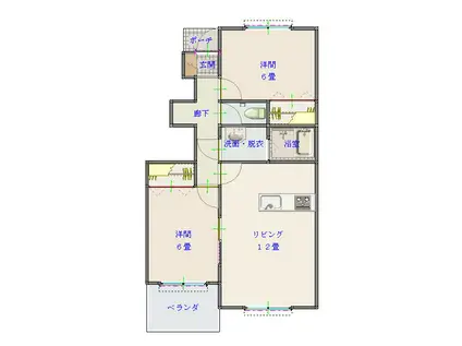 アクシスコート.A(2LDK/1階)の間取り写真