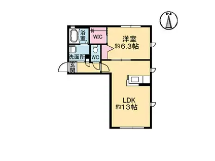 沖洲 清流荘II(1LDK/2階)の間取り写真