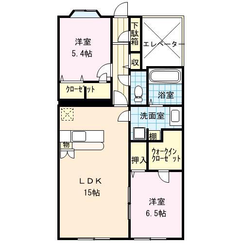 シャルマン花見の里(2LDK/5階)の間取り写真
