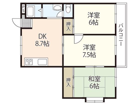 キムラコーポ敬春(3LDK/3階)の間取り写真