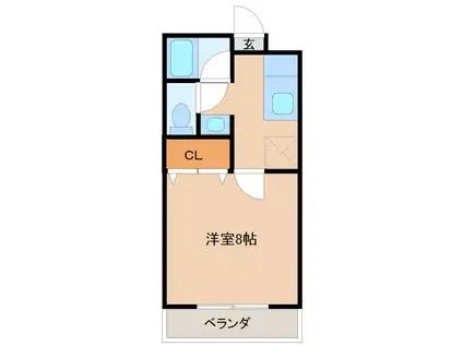 KAさくら(1K/1階)の間取り写真