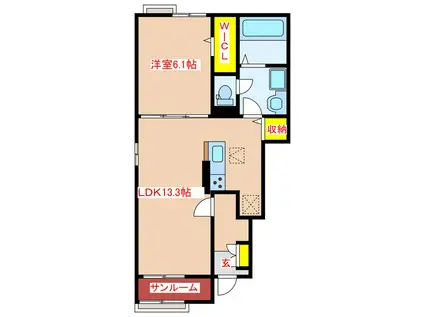 天テラスII(1LDK/1階)の間取り写真