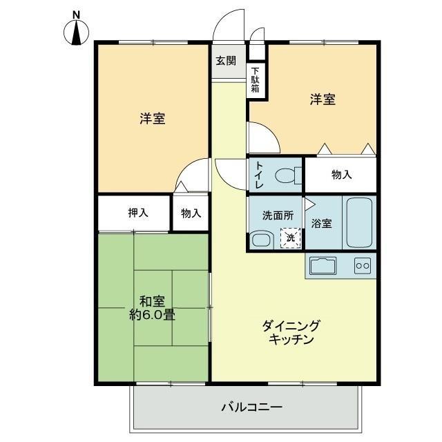 フォブール多田(3DK/1階)の間取り写真
