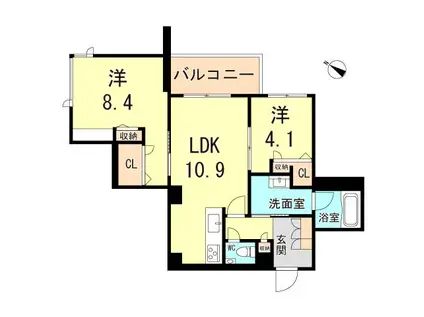 シャーメゾンガーデンズ セリシール高羽 東館(2LDK/3階)の間取り写真