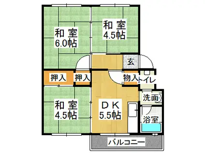山陽電鉄本線 滝の茶屋駅 徒歩22分 5階建 築54年(3DK/5階)の間取り写真