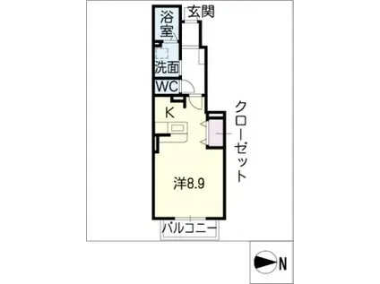 ブリズ・プランタニエール(ワンルーム/1階)の間取り写真