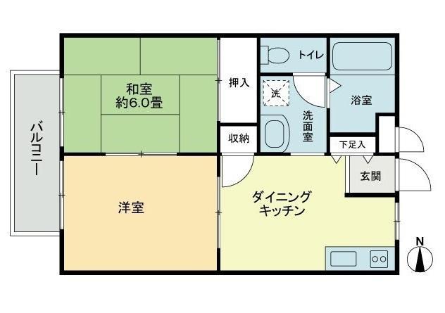 フォブール木内(2DK/2階)の間取り写真