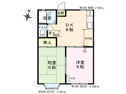 メイゾン清水B棟(2DK/1階)の間取り写真