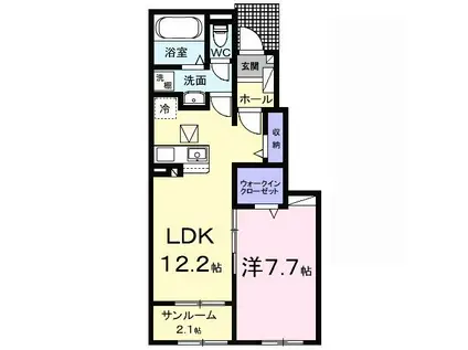 ホーホ ブリュッケ I(1LDK/1階)の間取り写真