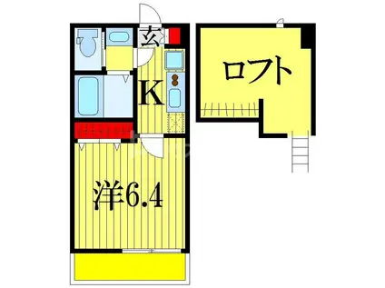 新京成線 前原駅 徒歩4分 2階建 築6年(1K/2階)の間取り写真