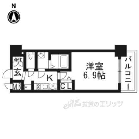 プレサンスTHEKYOTO 華苑(1K/1階)の間取り写真