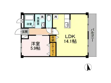 ラビアン・ローゼ(1LDK/1階)の間取り写真