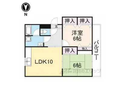 東英ハイツ2番館(2LDK/2階)の間取り写真