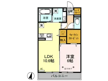 レセンテ西浦和(1LDK/2階)の間取り写真