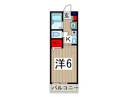 プロムナード中浦和(1K/1階)の間取り写真