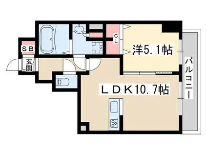 トパーズ江坂(1LDK/8階)の間取り写真