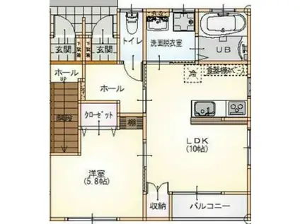 ＪＲ陸羽東線 塚目駅 徒歩28分 2階建 新築(1LDK/1階)の間取り写真