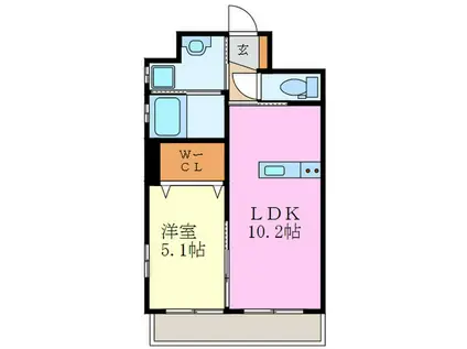 ルミエドール戸畑(1LDK/4階)の間取り写真