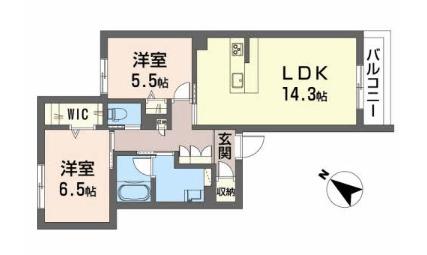 クレア大泉(2LDK/1階)の間取り写真