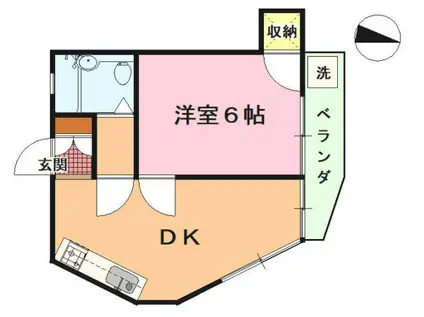 香南ハイツ(1DK/1階)の間取り写真