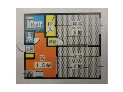 中の塚ハイツ(2K/1階)の間取り写真