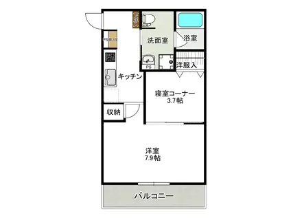 AK TWINS A棟(1DK/3階)の間取り写真