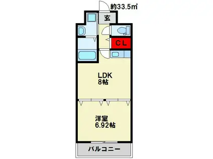 リード大手町(1LDK/2階)の間取り写真