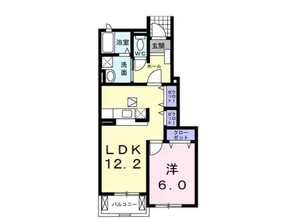 プロムナードII(1LDK/1階)の間取り写真