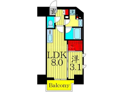 デュオフラッツ池袋(1LDK/12階)の間取り写真