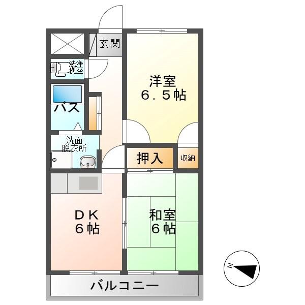 コーポ中央(2DK/2階)の間取り写真