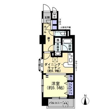 アドリーム東麻布(1DK/6階)の間取り写真