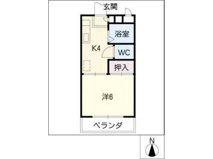 ケントハイツA棟(1K/2階)の間取り写真