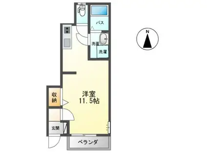 シャイニング(ワンルーム/1階)の間取り写真