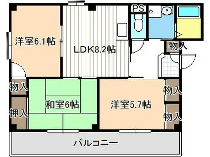 エスペラール明正(3LDK/3階)の間取り写真