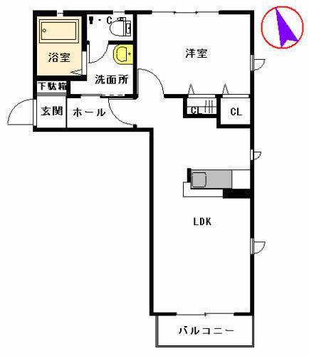 ディアスH&K(1LDK/2階)の間取り写真
