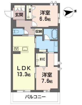 グレーヌ(2LDK/3階)の間取り写真