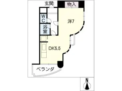 STクラウン(1DK/6階)の間取り写真