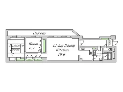 クライス上本町(2LDK/3階)の間取り写真