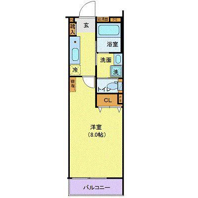 アリュール北仙台(1K/2階)の間取り写真