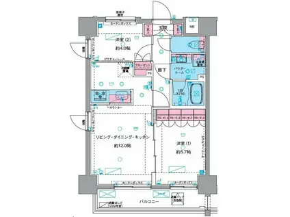 ジェノヴィア浅草VIスカイガーデン(2LDK/3階)の間取り写真
