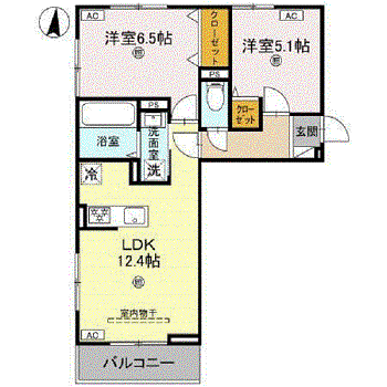 D-REGALO二の宮(2LDK/3階)の間取り写真