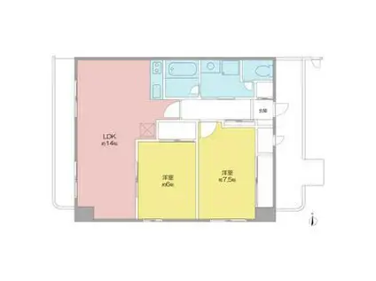 リバティープラザ東堀II(2LDK/8階)の間取り写真